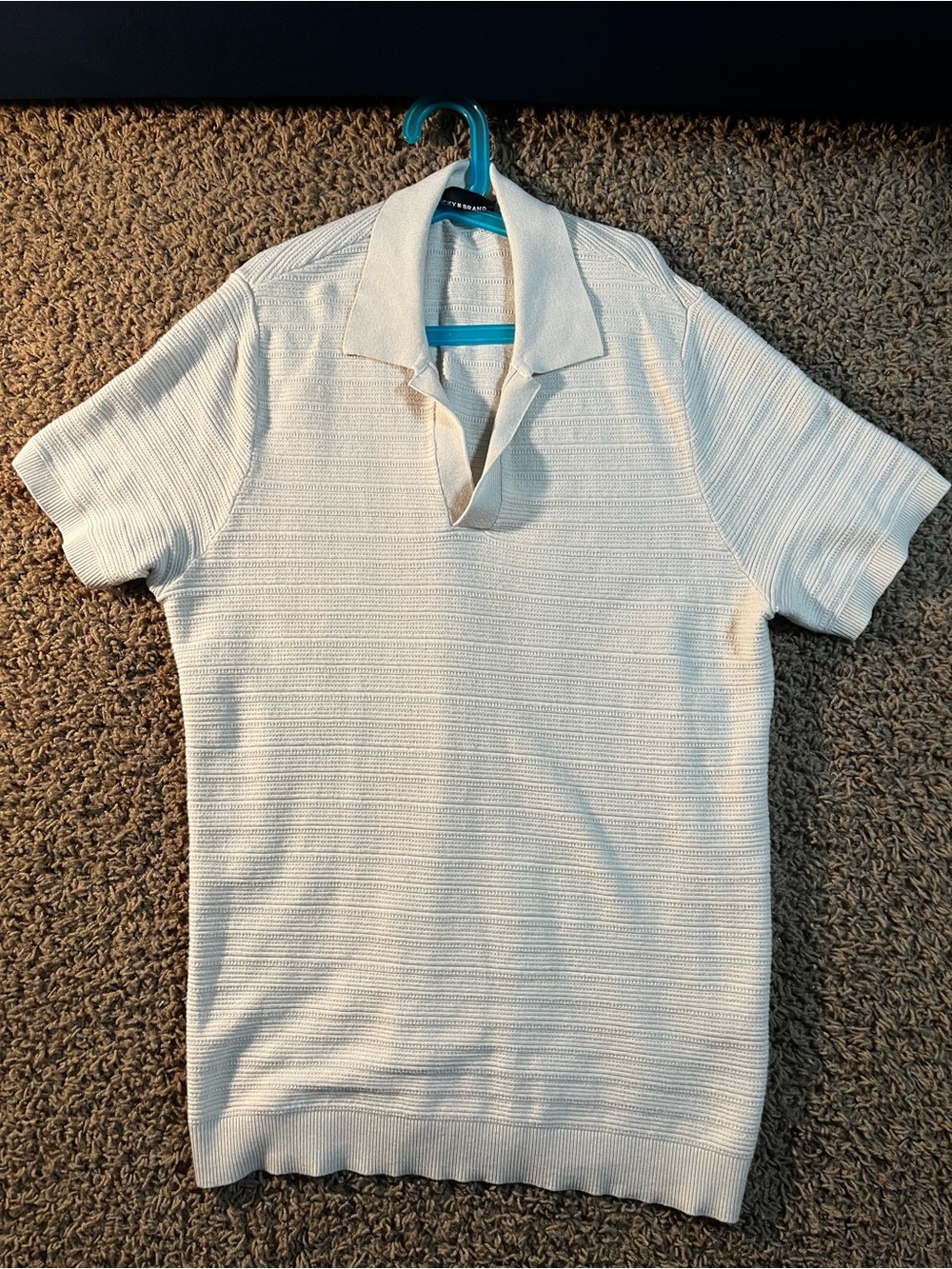 Lucky Brand Cream Short-Sleeve Knit Polo
